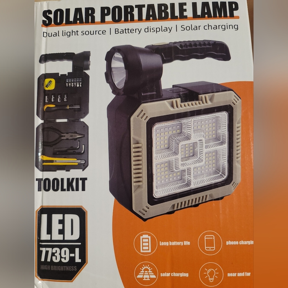 Solar Portable LED Lamp - Black and Beige
